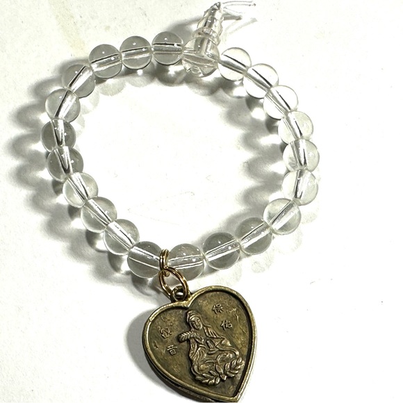 Chinese Horoscope Dog Sign Charm Bracelet Clear Beads Stretch Adjustable - Picture 4 of 4